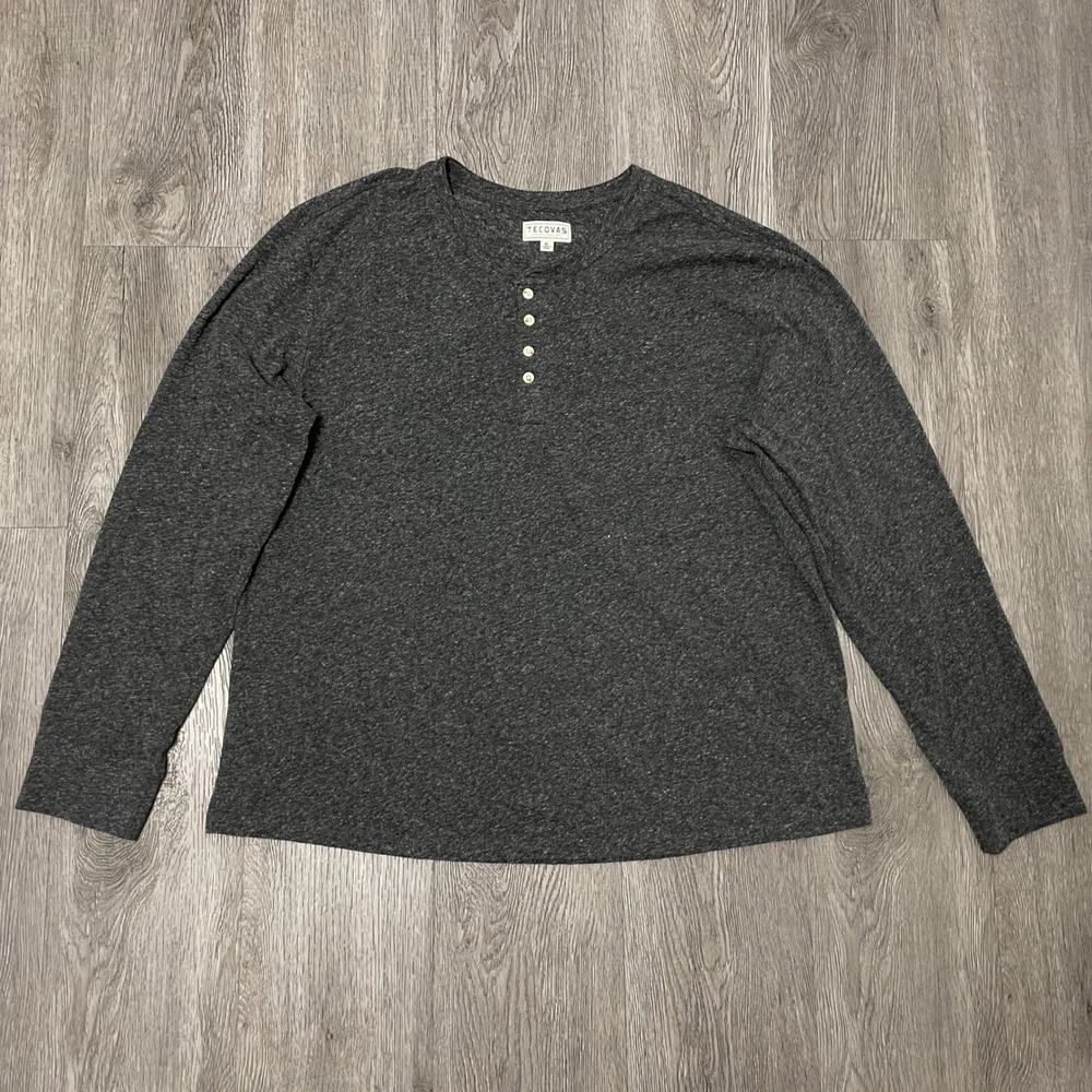 Tecovas Henley Shirt Mens XL Gray Heather Long Sleeve Western Huckberry Cowboy